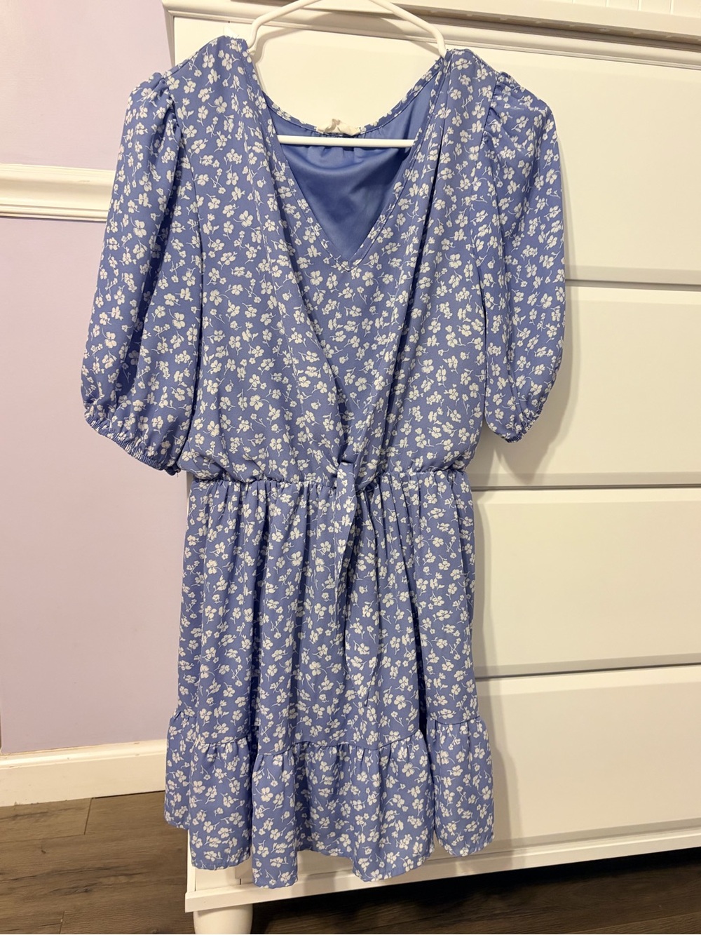 Sienna Sky Light Blue Floral Wrap Dress